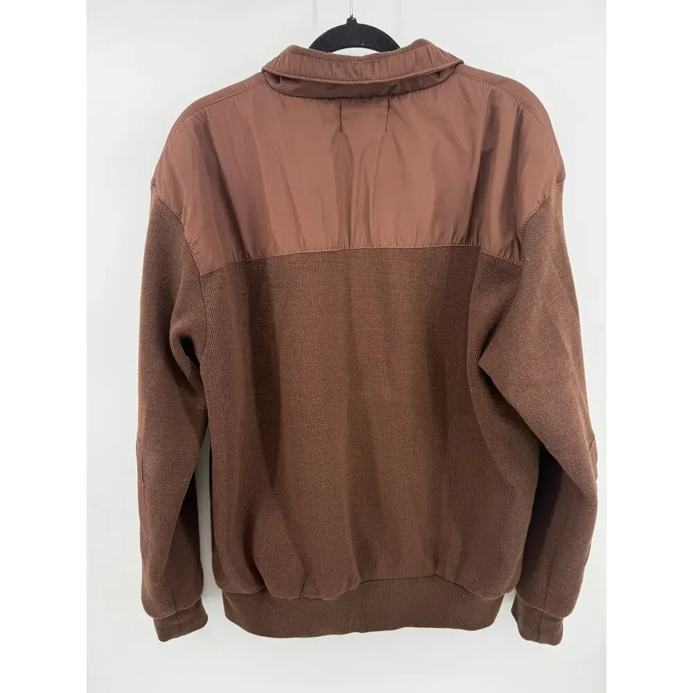 Vintage 90's Polo Ralph Lauren Mens Brown Knit Jacket Heritage Elbow Patch 2XL